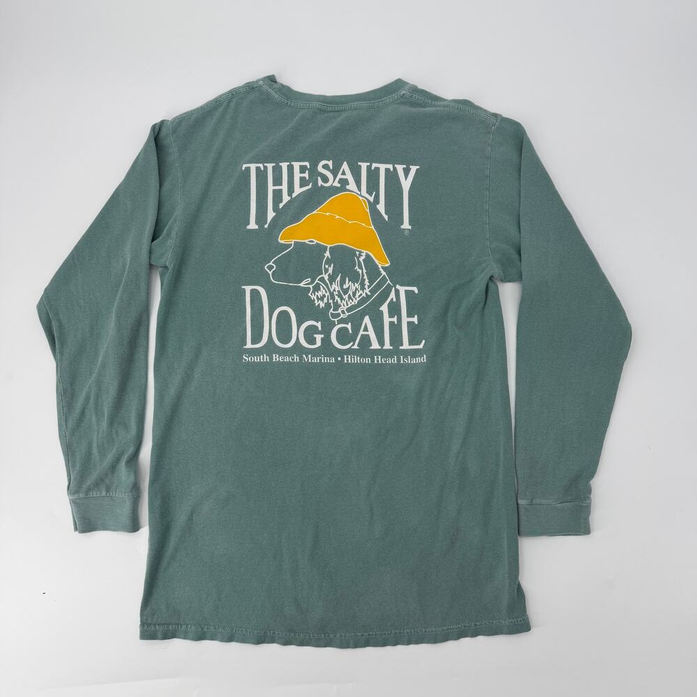 Comfort Colors Salty Dog Cafe Shirt Mens S Green Hilton Head Long Sleeve
